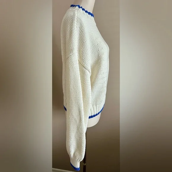 NWT Maeve by Anthropologie Blue & Cream Sweater - Picture 4 of 10